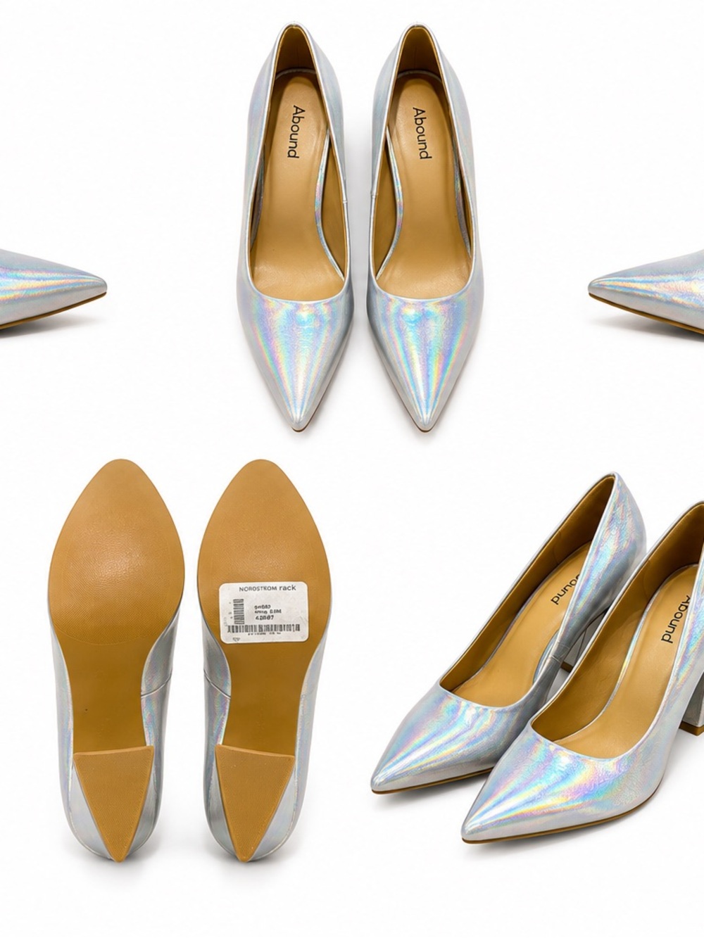 Abound Silver Holographic Block Heel Pumps Size 8.5